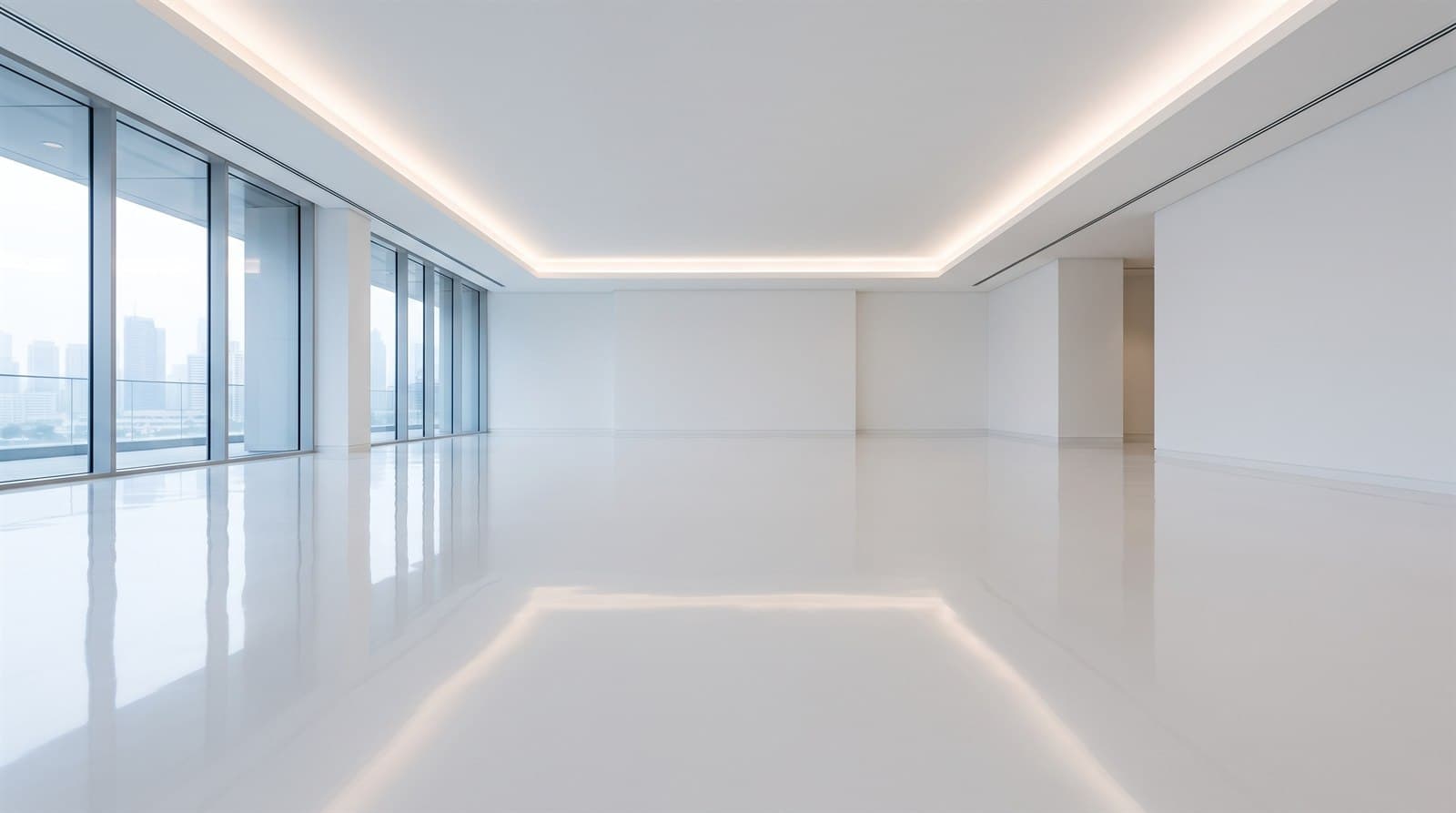 Synthetic empty compositing background: White showroom
